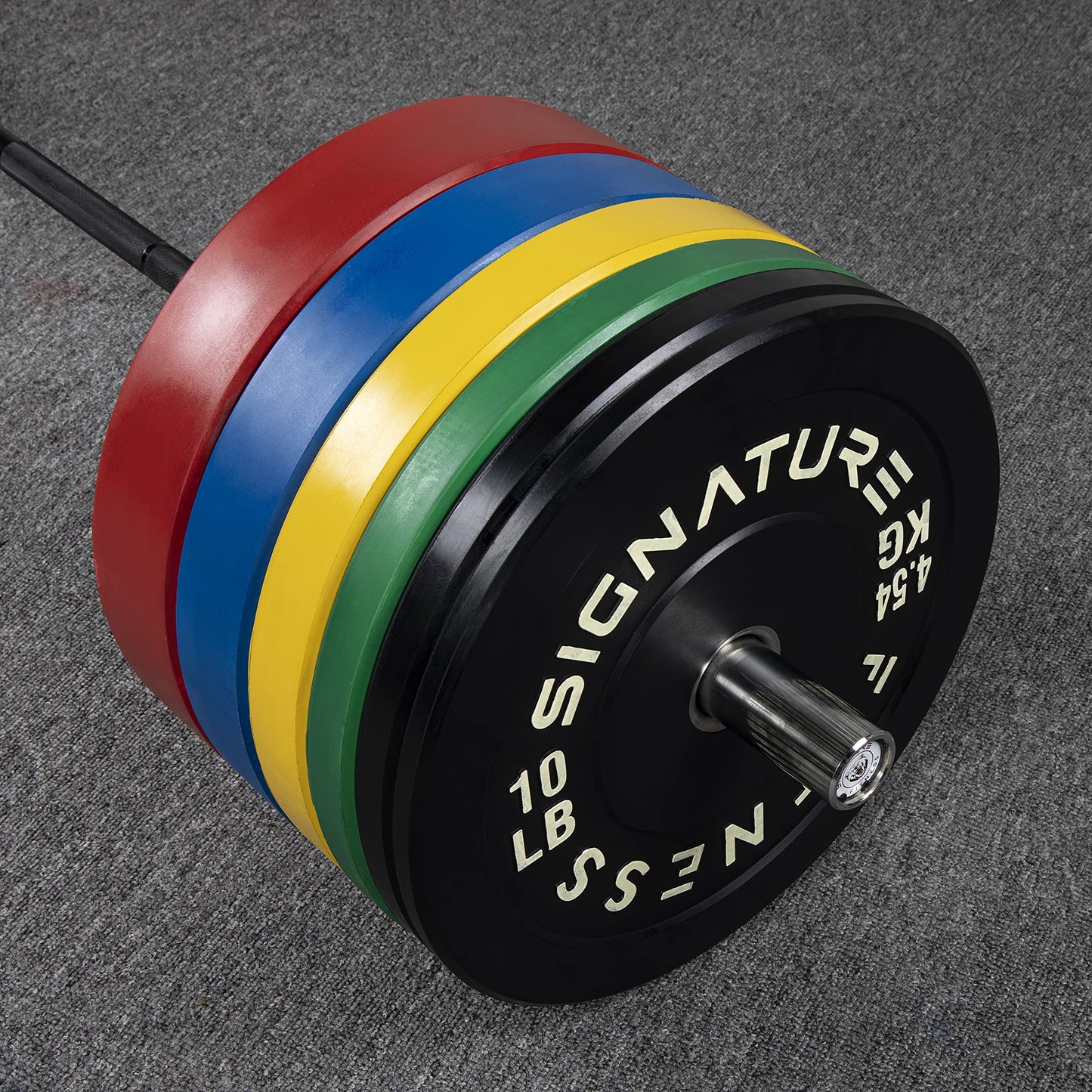 Signature Fitness 2" Olympic Bumper Plate Weight Plates with Steel Hub, 25LB Single, Colored