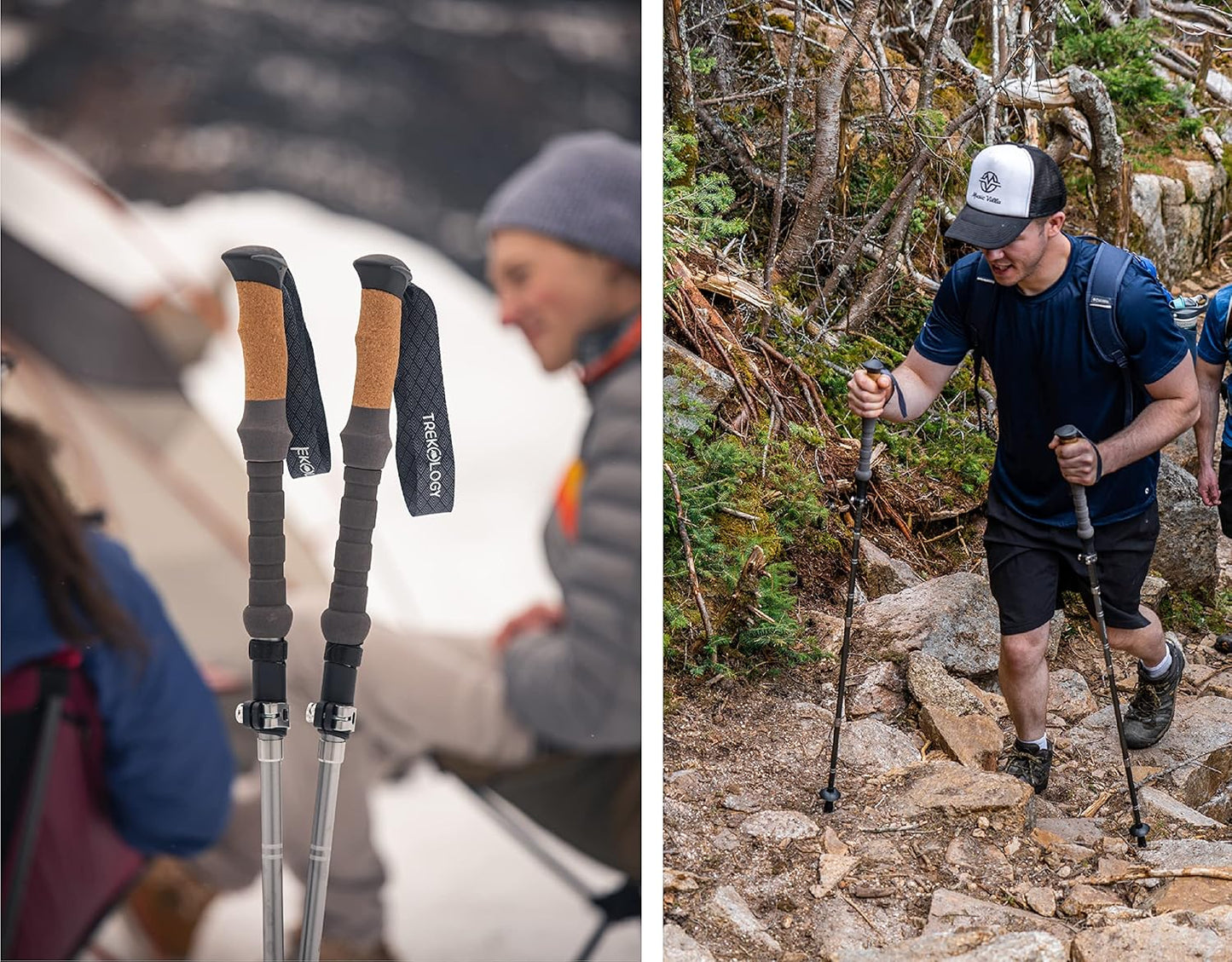 Trekology Trek-Z Cork Grip Trekking Poles - Lightweight Adjustable Hiking Sticks | Compact Design, Aluminum, Travel-Friendly