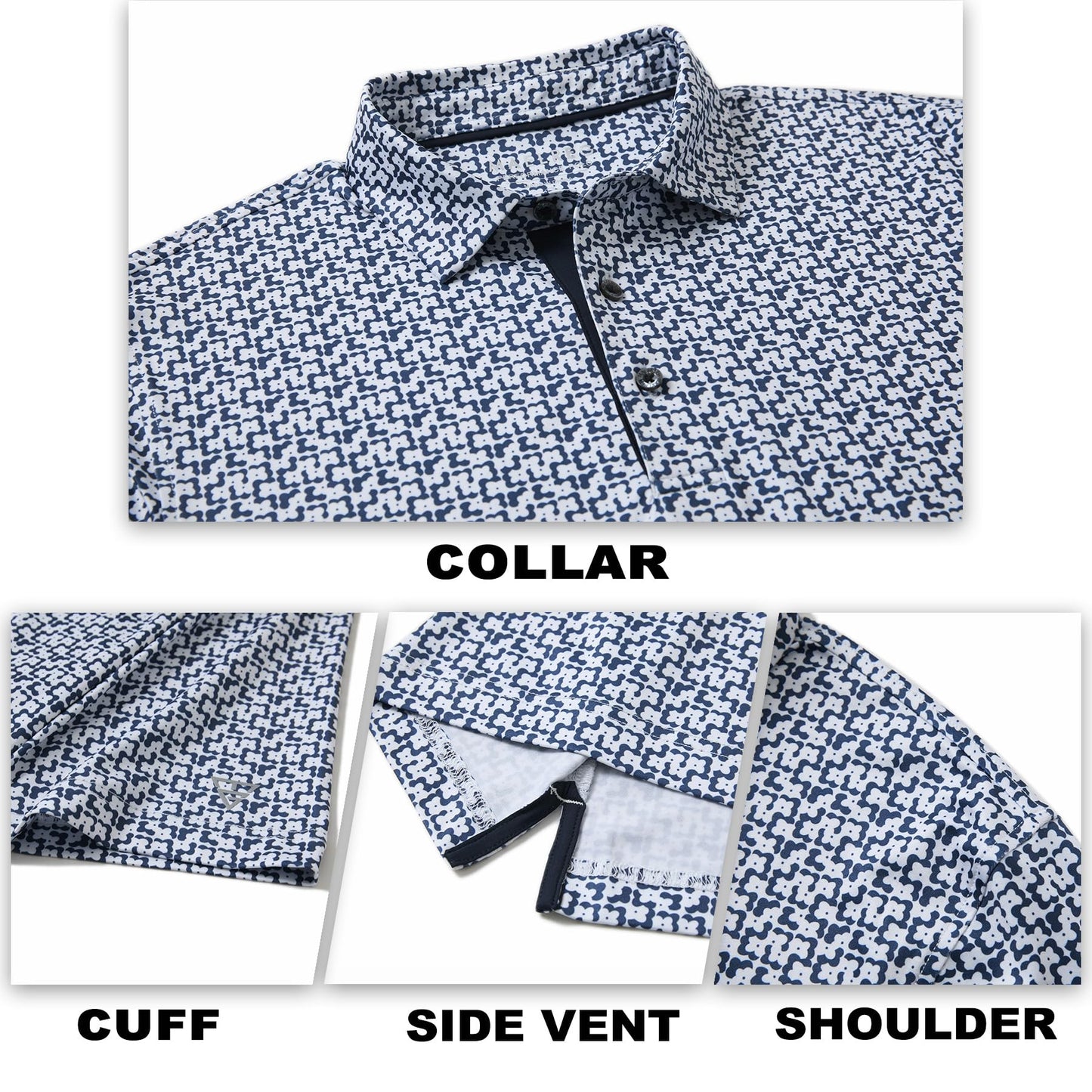 M MAELREG Polo Shirts for Men Quick Dry Fit Short Sleeve Performance Moisture Wicking Print Men’s Golf Shirts