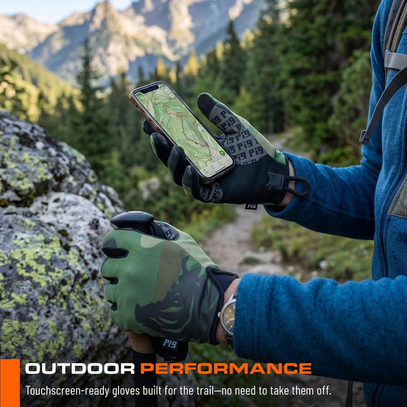 PIG FDT Delta Utility Gloves, Touchscreen Compatible, High Dexterity for Shooting Sports, 1 Pair, Ranger Green, X-Large