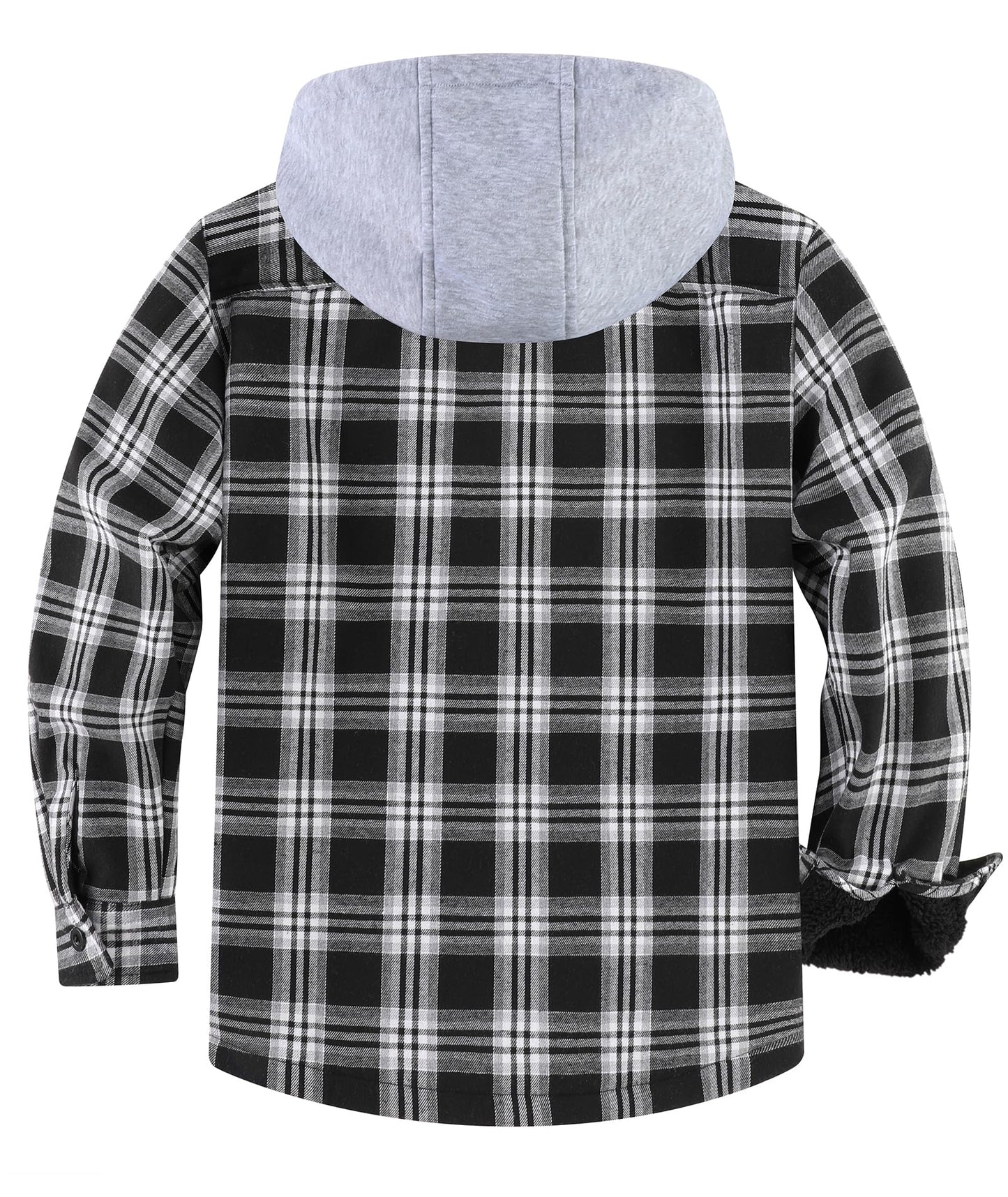 ZITY Men's Flannel Fleece Hoodie Plaid Sherpa Lined Jackets Zip Up With Pocket