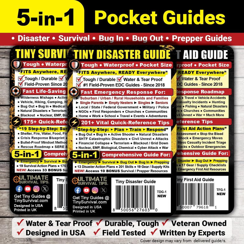 Tiny Survival, Disaster & First Aid Guide – Pocket Emergency Preparedness Handbooks for Safety, Crisis Response & Natural Disasters (3-Pack)