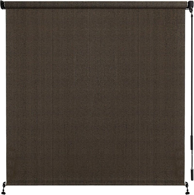 Outdoor Roller Shade - Cordless Patio Roll Up Blinds for Porch & Gazebo | 4' W x 6' H, Mocha