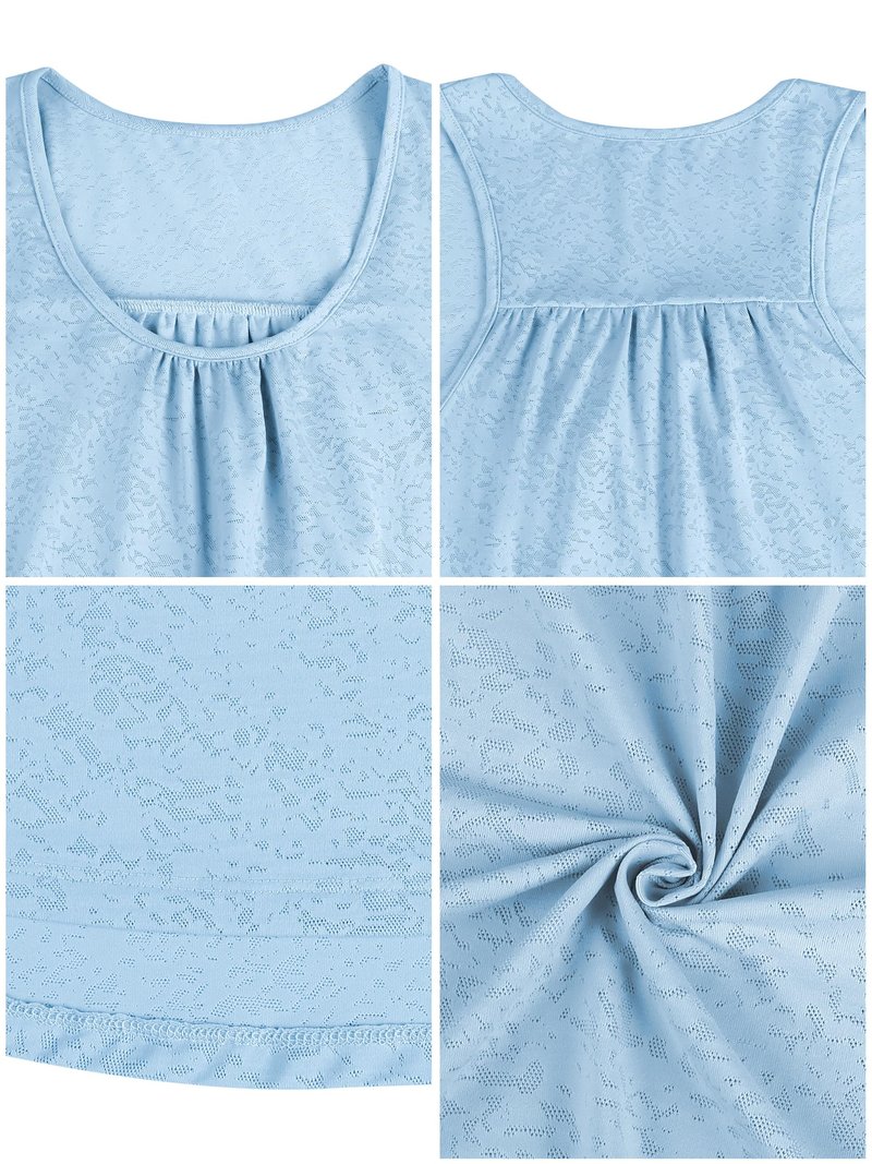 Laughido Women's Workout Tank Tops for Women Sleeveless Racerback Loose Fit Athletic Running Yoga Gym Jacquard Shirts (Blue, Large)