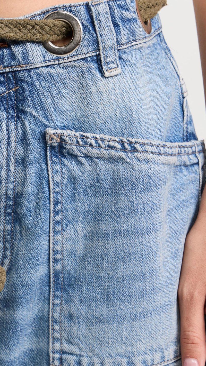 Free People Women's Moxie Pull-On Barrel Jeans, Truest Blue, 27