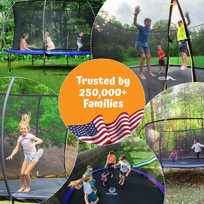 Outdoor Trampoline with Enclosure - 8FT to 16FT Sizes | Non-Slip Ladder & Anti-Rust Frame for Kids & Adults