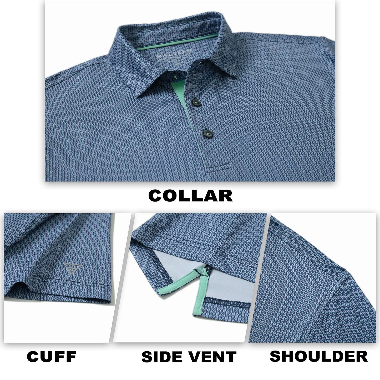 M MAELREG Golf Shirts for Men Dry Fit Print Patterns Performance Moisture Wicking Mens Polo Shirts Short Sleeve