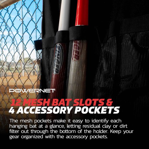 PowerNet Ultimate Coaching Team Bundle, Dugout Organizer for Baseball & Softball, Team Equipment Organizer, Hanging Bat Bag & Baseball Glove Helmet Holder, Dry Erase Magnetic Lineup Board (Black)