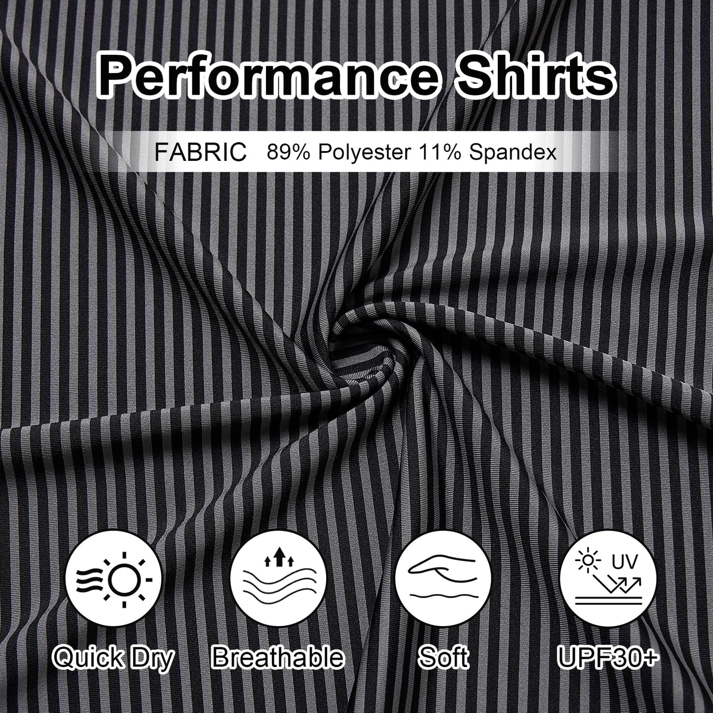 YAMXDM Men's Golf Polo Shirts - Moisture Wicking High Performance Short Sleeve Striped Collared Sports Casual Shirt