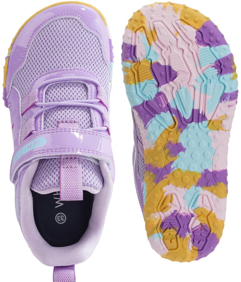 WHITIN Wide Barefoot Shoes for Little Kids Girls Boys Sneakers Size 13 Zero Drop Tennis Walking Running Fashion Slip-Resistant Colorful Purple 31