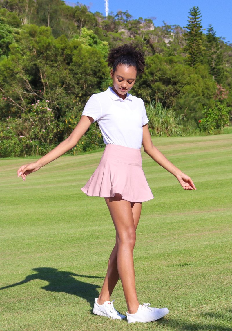 SANTINY Pleated Tennis Skirt for Women with 4 Pockets Women's High Waisted Athletic Golf Skorts Skirts for Running Casual (Light Pink_M)
