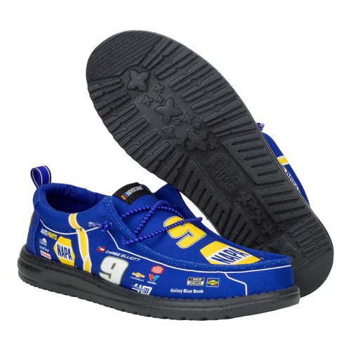 Hey Dude Wally Nascar Chase Elliott Blue Multi Size M12, Men’s Shoes, Men's Slip-on Loafers, Comfortable & Light-Weight
