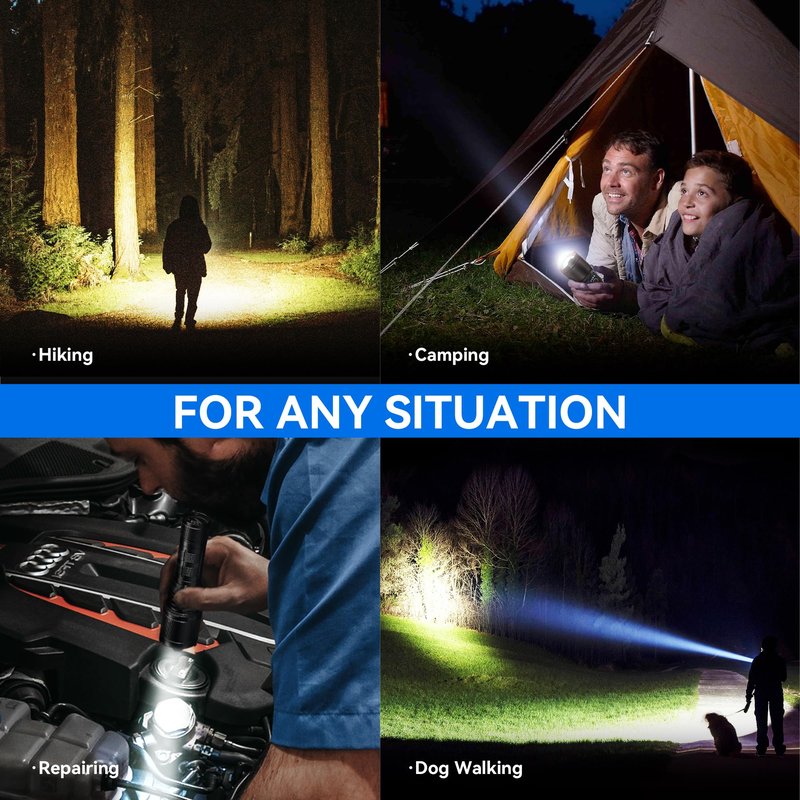 TECBOTT Rechargeable Flashlights 10000 High Lumens Super Bright LED Flashlight High Powered Tactical Flashlights Zoomable 3 Modes IPX6 Waterproof Handheld Flash Light for Camping Outdoor Emergencies