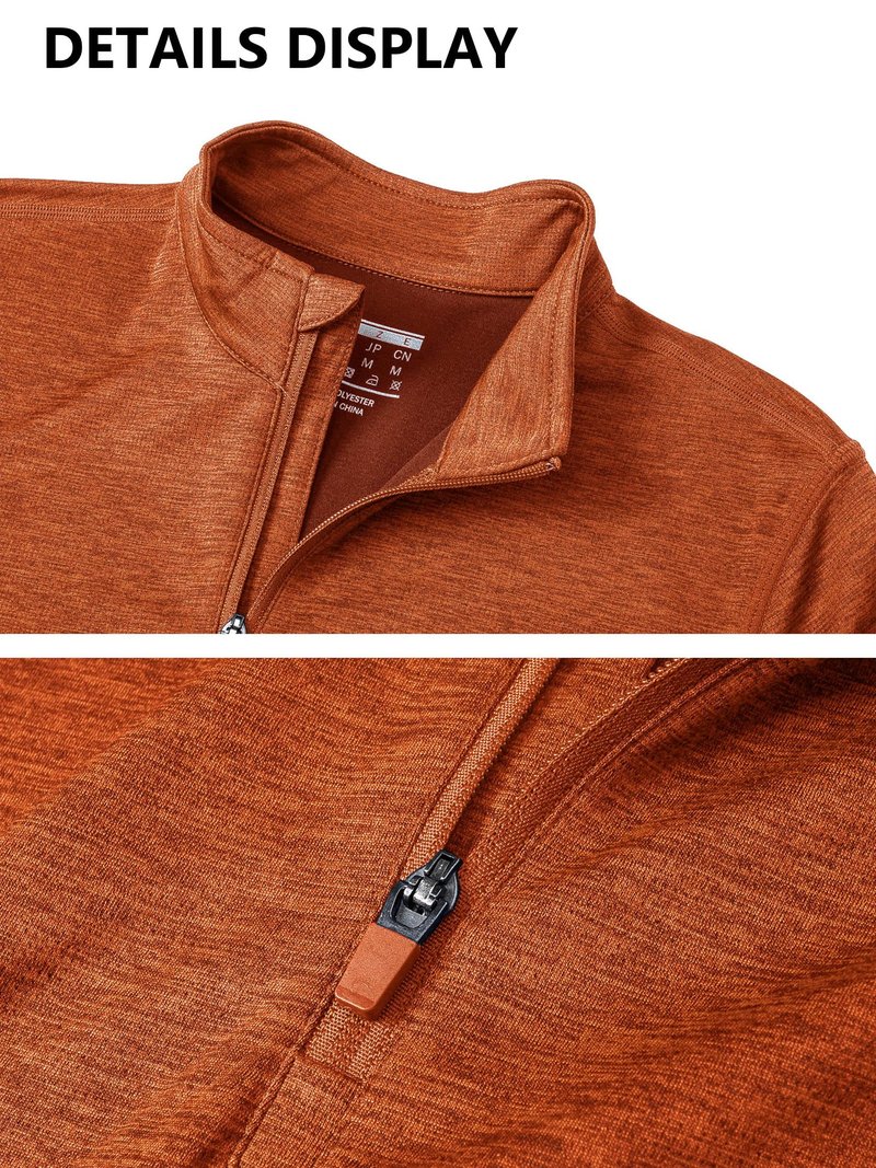 MAGCOMSEN Hiking Shirts Women 1/4 Zip Long Sleeve Shirts Dry Fit Tops Women Athletic Running Sun Shirts Dark Orange M