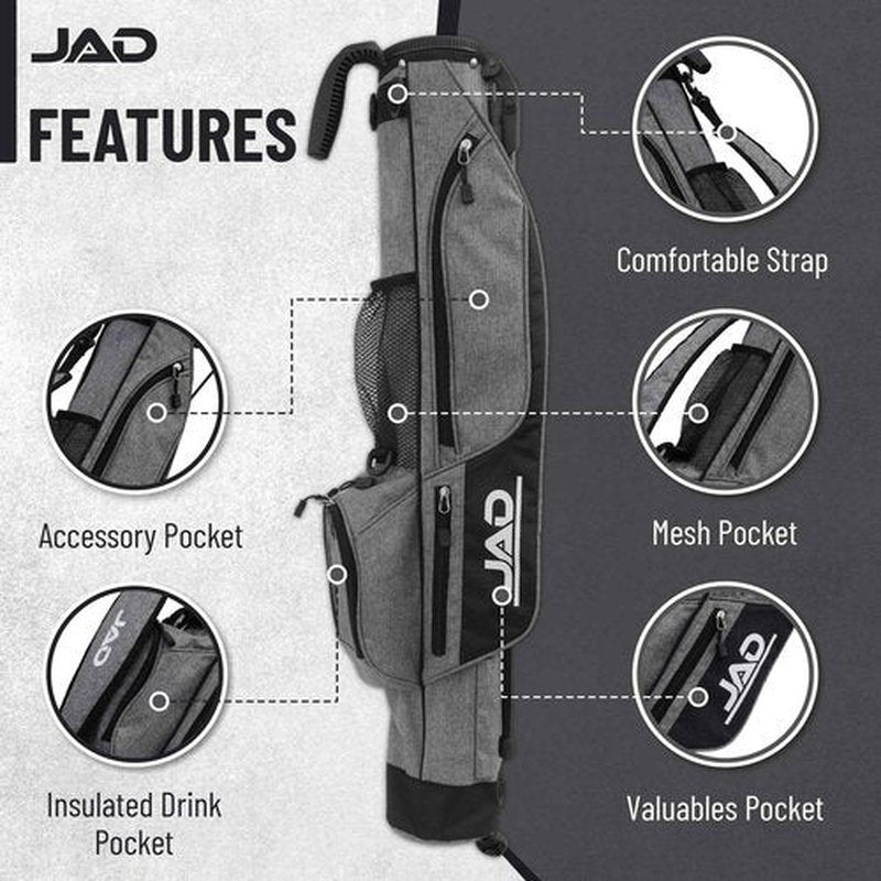 Sunday Golf Bag - Premium Everyday Sunday Golf Bag with Stand for Men, Women and Ladies, Ultra Lightweight, Easy to Carry Pitch n Putt Carry Bag (Grey)