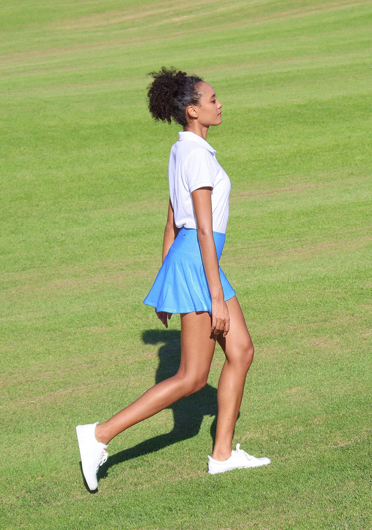 SANTINY Pleated Tennis Skirt for Women with 4 Pockets Women's High Waisted Athletic Golf Skorts Skirts for Running Casual (Light Blue_XXL)