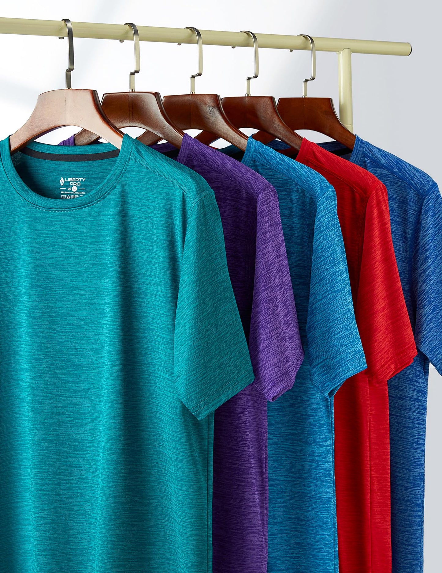 5 Pack Men’s Active Quick Dry Crew Neck T Shirts | Athletic Running Gym Workout Short Sleeve Tee Tops Bulk (Set 9, 5X-Large)