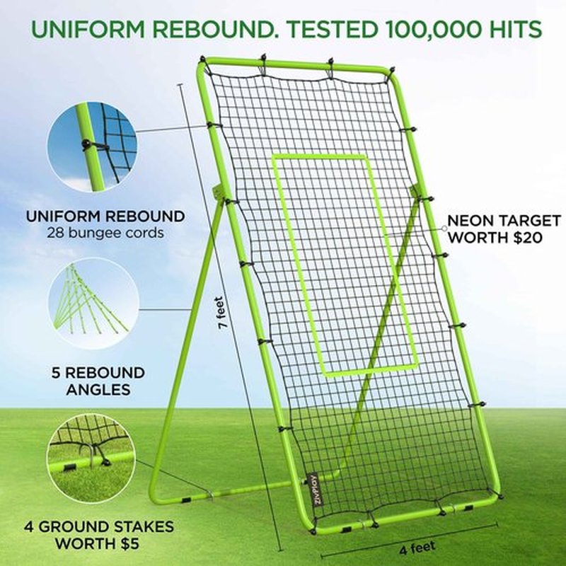 Volleyball Rebounder Net 7x4 ft Volleyball Rebounder Bounce Back Training Equipment for Volley Ball Practice Volleying Bumping Spiking Lacrosse Training with Five Adjustable Rebound Angles
