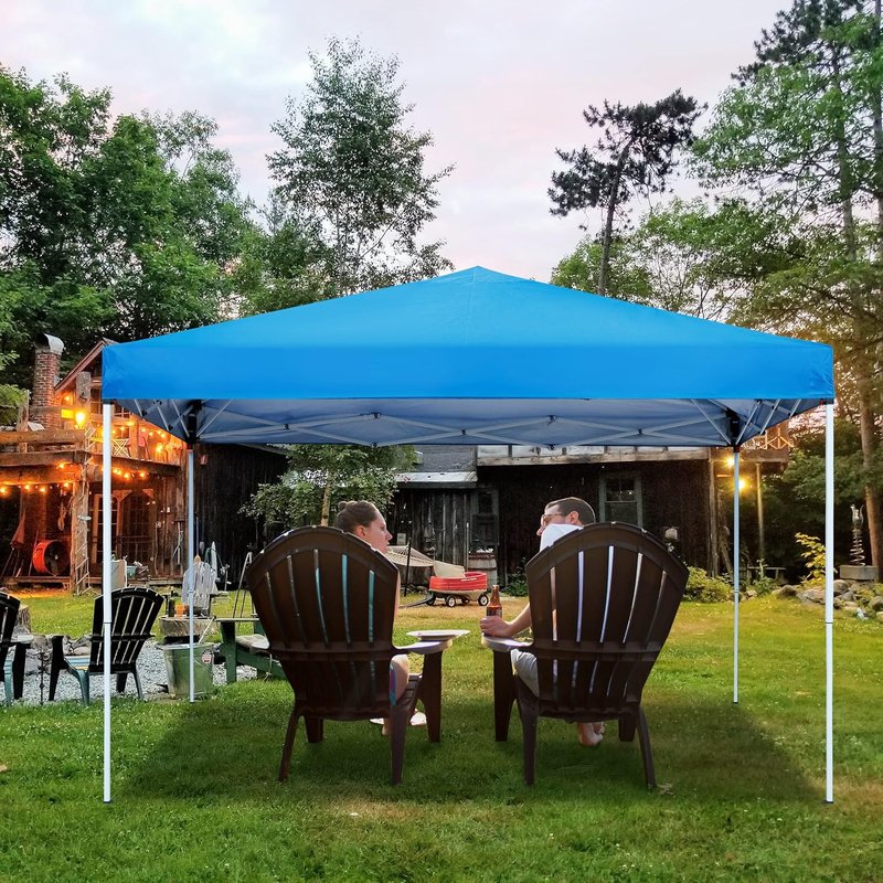 Pop Up Canopy Tent 10x10 FT - Instant Outdoor Shelter with Wheeled Carry Bag, Adjustable Height, Blue