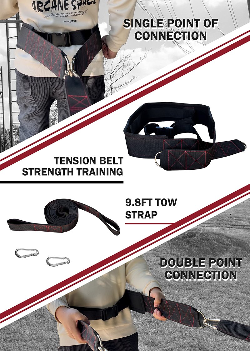 WOOTMIN Pull-Up Dip Belt for Strength Training - Weight Belt with Strap (Red Line)