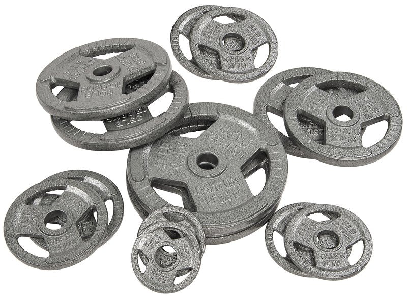 Fitvids Cast Iron Plate Weight Plate for Strength Training and Weightlifting, 2-Inch Center, 45LB (Set of 2)