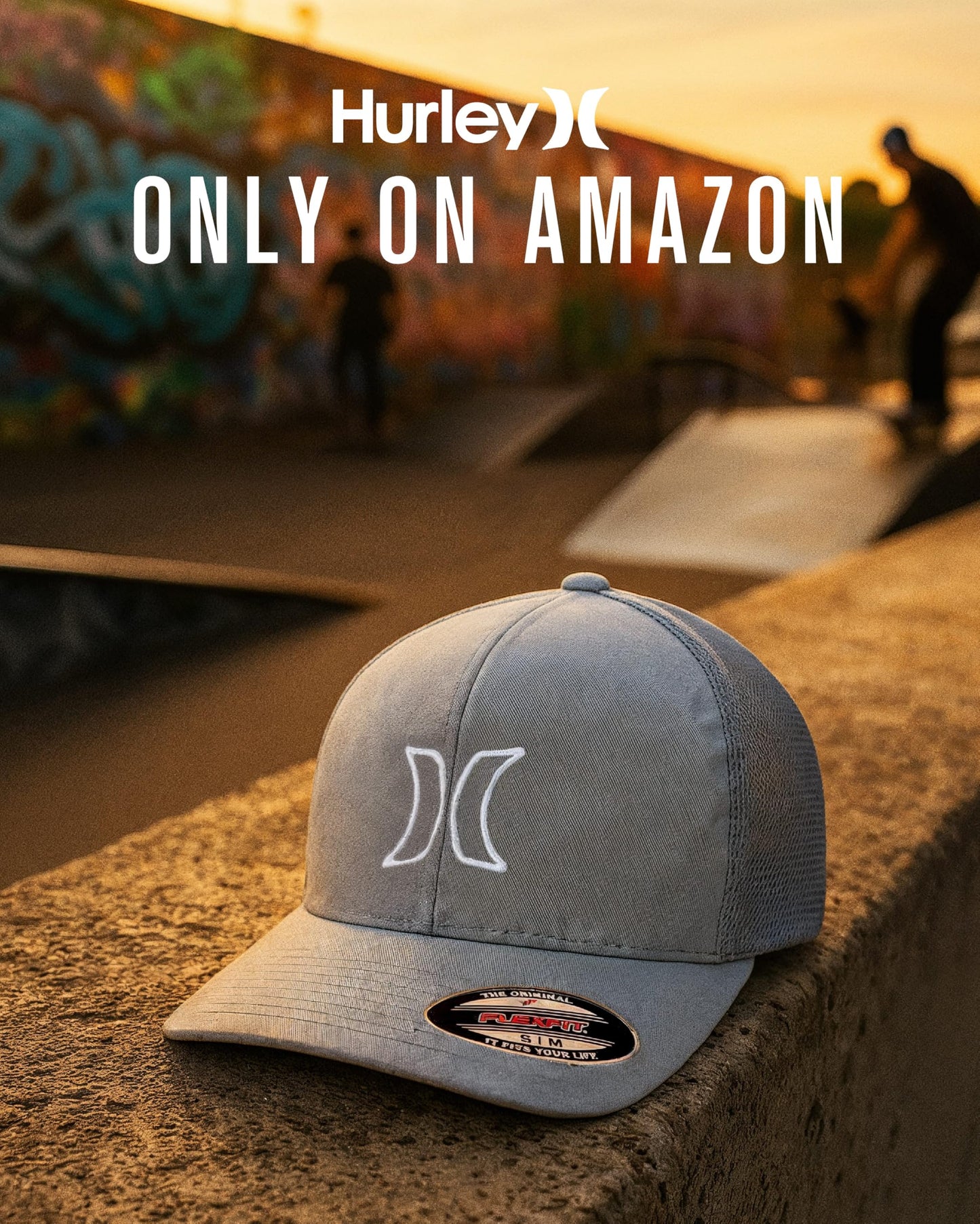 Hurley Mens Trucker Hat - Lightweight Breathable Stretch Mesh Back Curved Bill Baseball Cap with 3D Front Icon Logo, Size Large-X-Large, Light Grey
