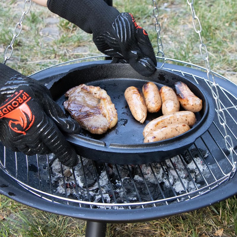 IPROUDER 6-in-1 Dutch Oven Camping Accessories Kit - Campfire Cooking Equipment with Marshmallow Roasting Sticks, Heat-Resistant Gloves, 16" Scissors Tongs, Lid Lifter & Lid Stand