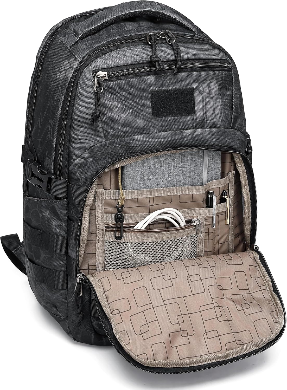 Tactical Military Backpack for Men - Small Black Assault Bag with Multiple Compartments