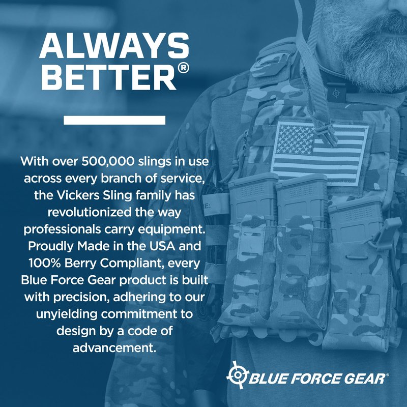 Blue Force Gear Vickers Padded Sling - 2-Point Tactical Rifle Sling - Nylon Hardware - Black