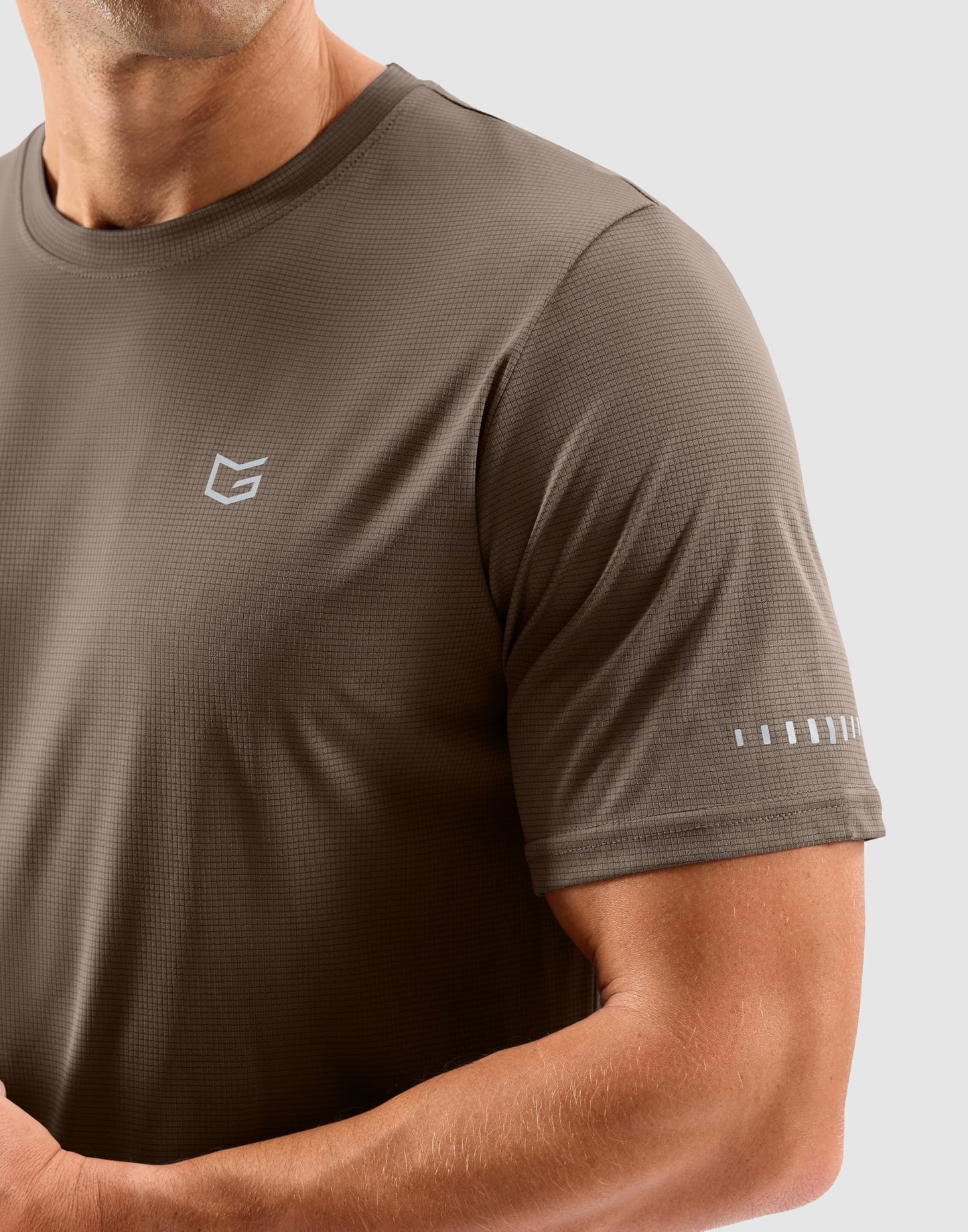 Men's Workout Breathable T-Shirts Dry Fit UPF 50+ Sun Shirts Quick Dry Cooling Tee for Athletic, Running, Hiking (Brown, XL)