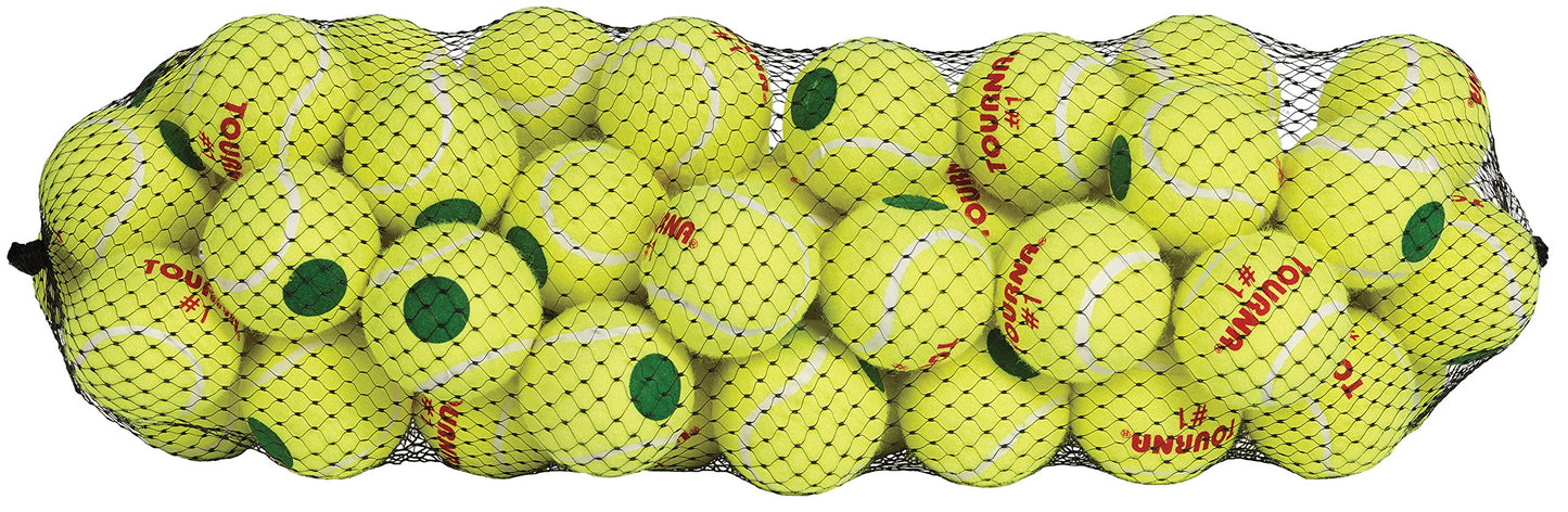 Tourna Green Dot Low Compression Tennis Balls, 60 pack