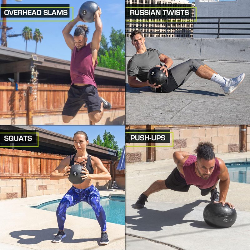 ProsourceFit Slam Medicine Balls - Smooth & Textured Grip for Strength Training | 5-50 lbs Options