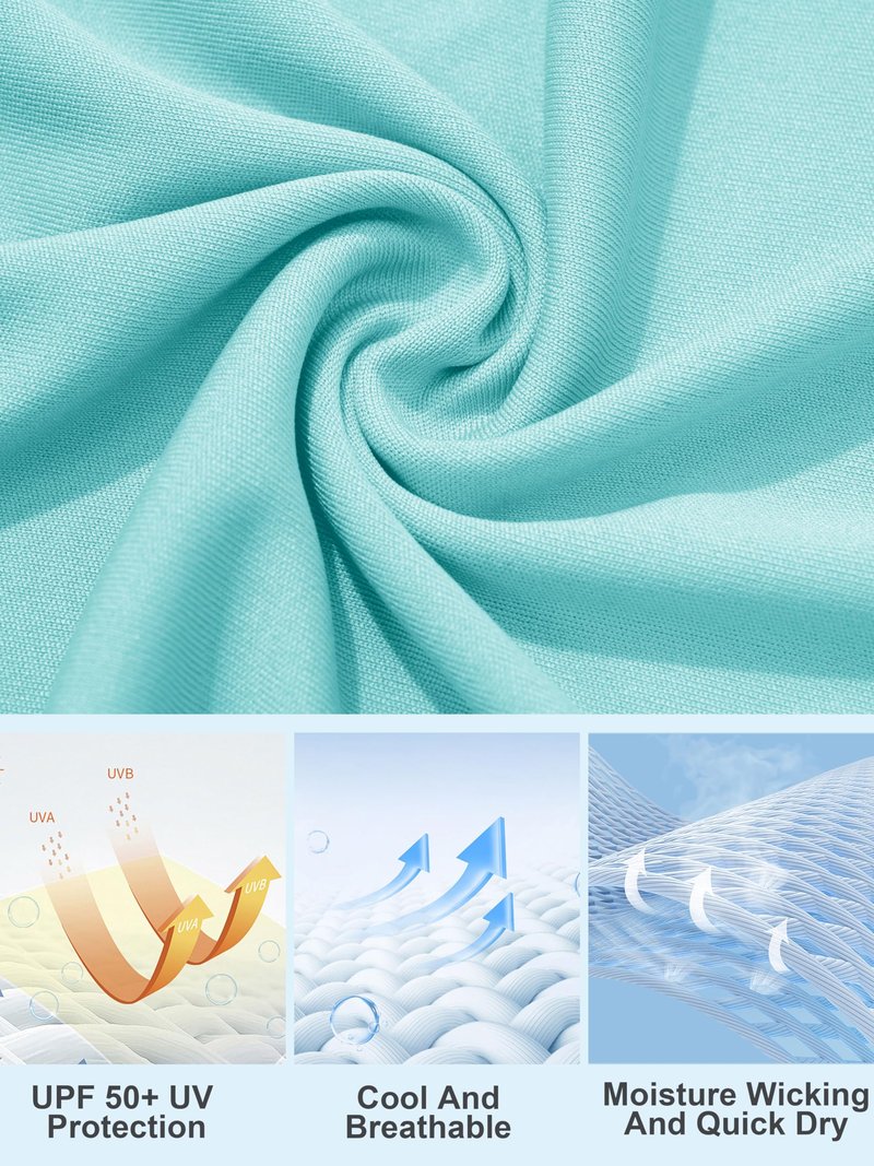 Swim Shirts for Women UV Protection Womens Rash Guard Shirts Long Sleeve Running Shirts Women Fishing Shirts Performance Sun Shirts for Women Light Blue