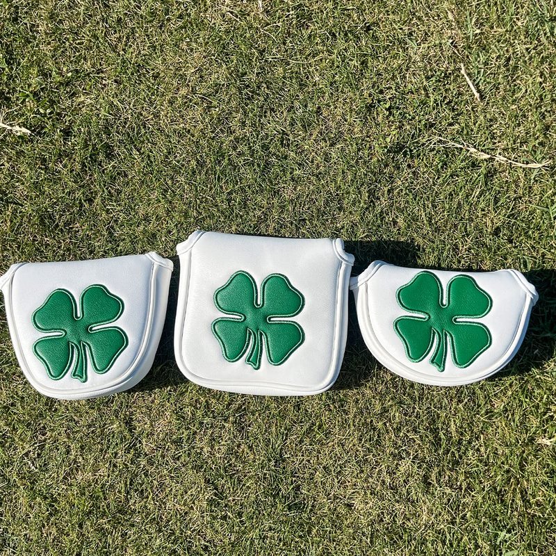 barudan golf Lucky Shamrock Heel Shaft Mallet Cover Square Mallet Putter Cover Headcover Magnetic for Scotty Cameron 6M DB Taylormade Spider S Ping White Pu Leather Made for Golfer Men