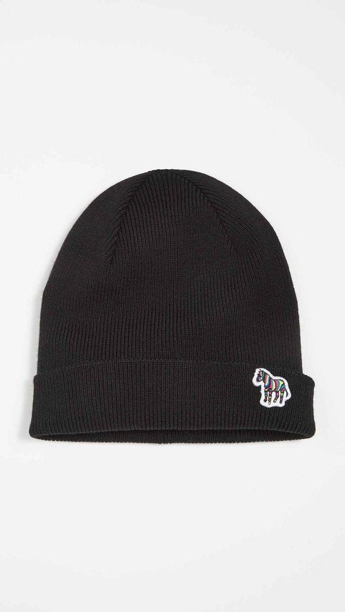 PS Paul Smith Men's Zebra Beanie, Black, One Size