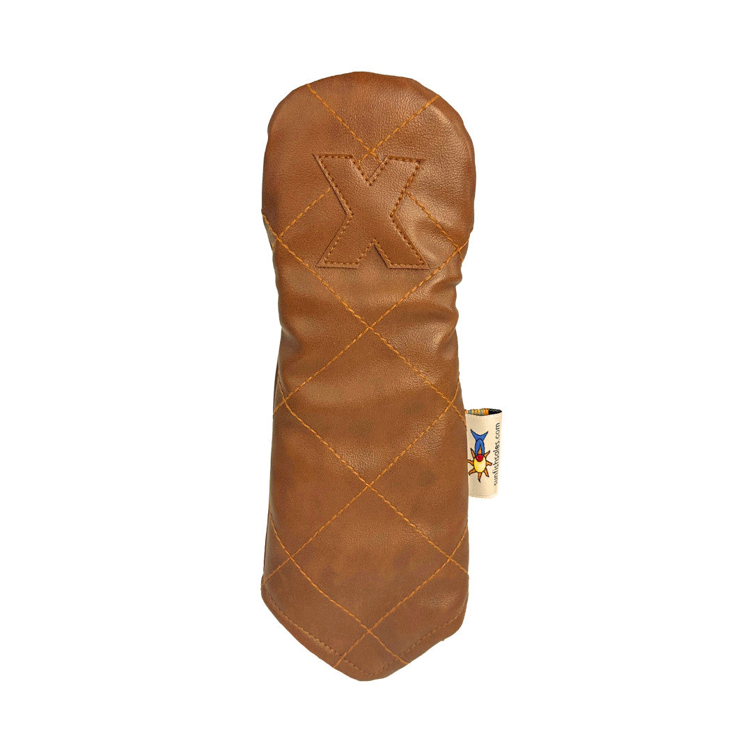 Brown Quilted Hybrid Golf Headcover for Modern Rescue Clubs