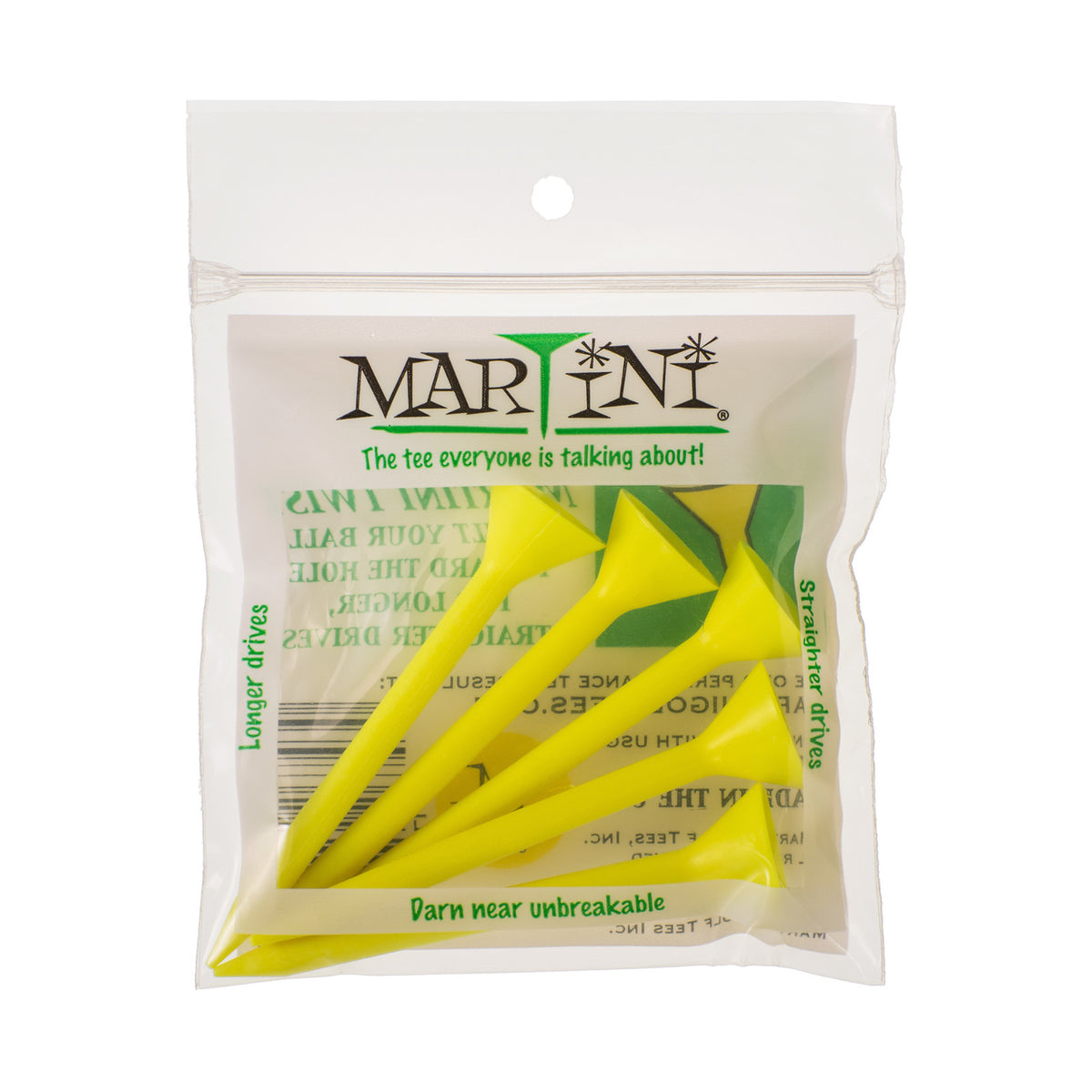 Durable Plastic Golf Tees 3-1/4 Inch - 5 Pack in Multiple Colors