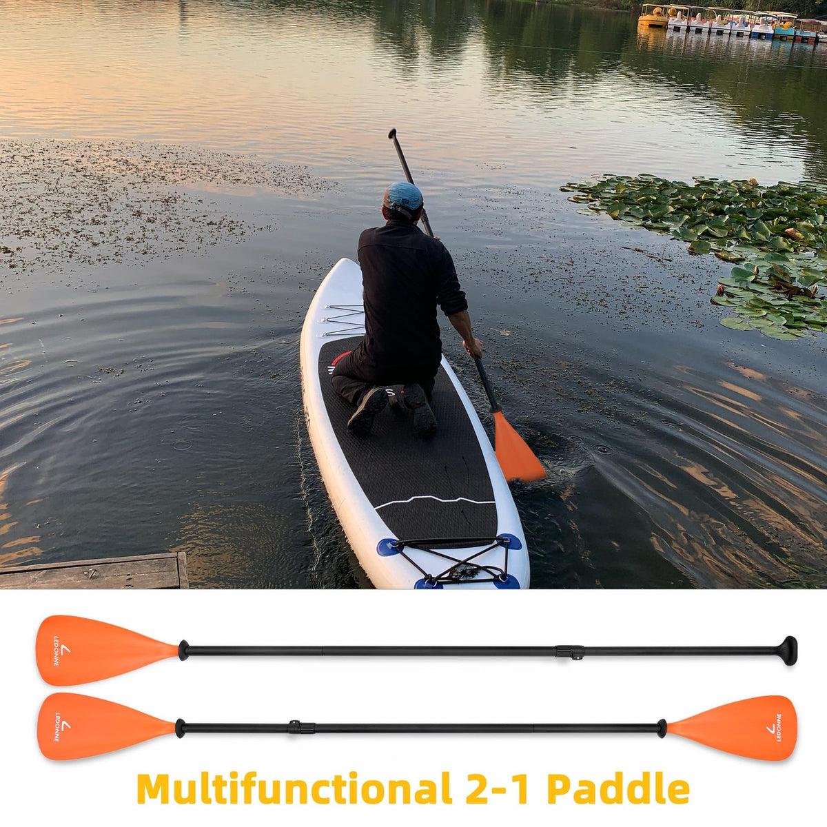 Lightweight Adjustable SUP and Kayak Paddle - Floating 4-Piece Aluminum Shaft