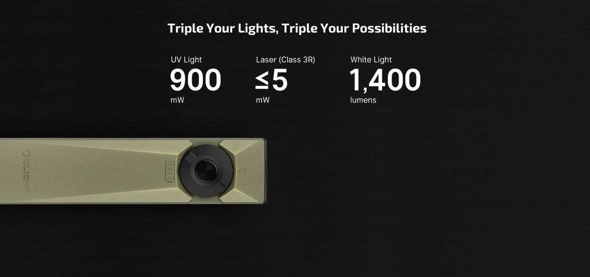 Olight Arkfeld Ultra 3-in-1 EDC Flashlight Olive Green - White, UV, Laser