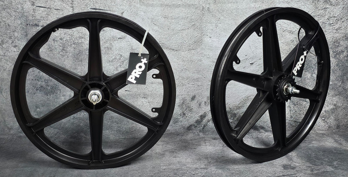 20-Inch Bicycle Wheelset with 6 Spoke Black Mag Style Rims for BMX