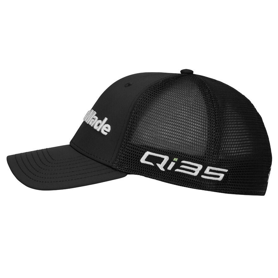 Men's Fitted Golf Cap with Breathable Mesh - Black, S/M