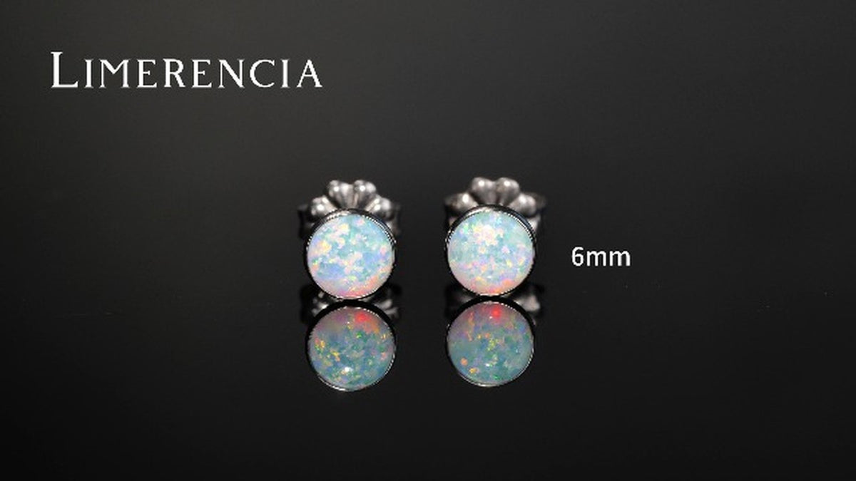 Hypoallergenic Titanium Opal Stud Earrings - Minimalist 6mm Black Gem