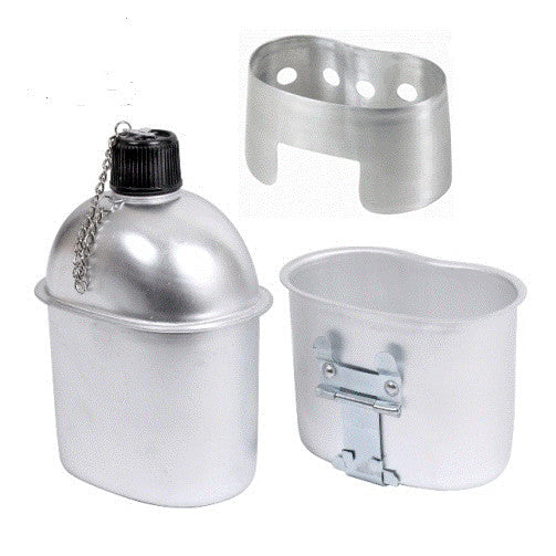 Aluminum Canteen Set with Cup and Stove Stand for Camping Hiking Outdoor