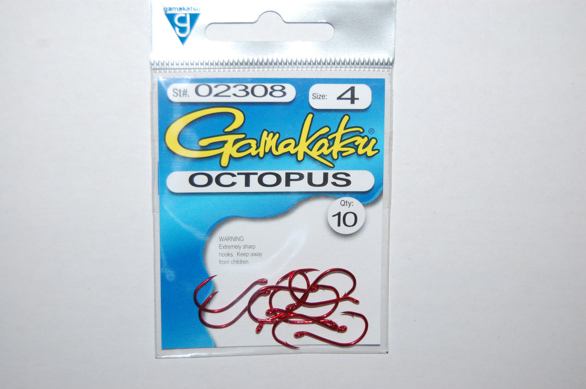 Gamakatsu Octopus Hooks Size 4 - Durable Fishing Hooks, Pack of 10