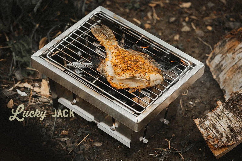 Portable Campfire Grill with Stainless Steel Grate - Flat-Pack Camping BBQ