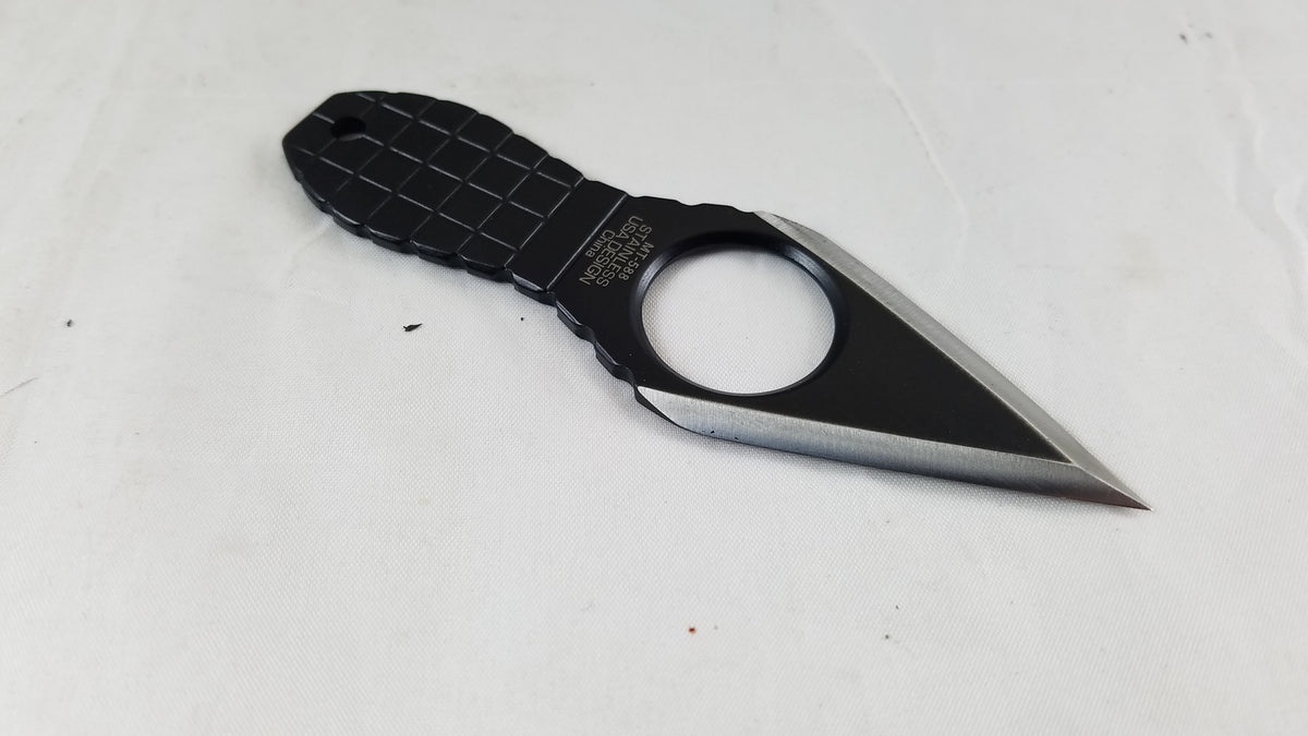 Fixed Neck Knife with Sheath - Black Stainless Steel Full Tang 4.25"