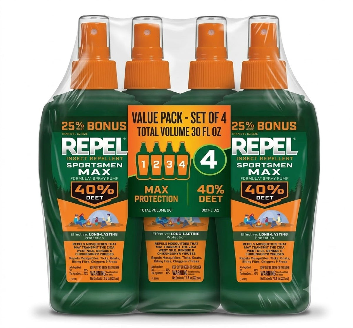 Insect Repellent Spray with 40% DEET - Long-Lasting Outdoor Protection - 7.5 oz (4 Pack)