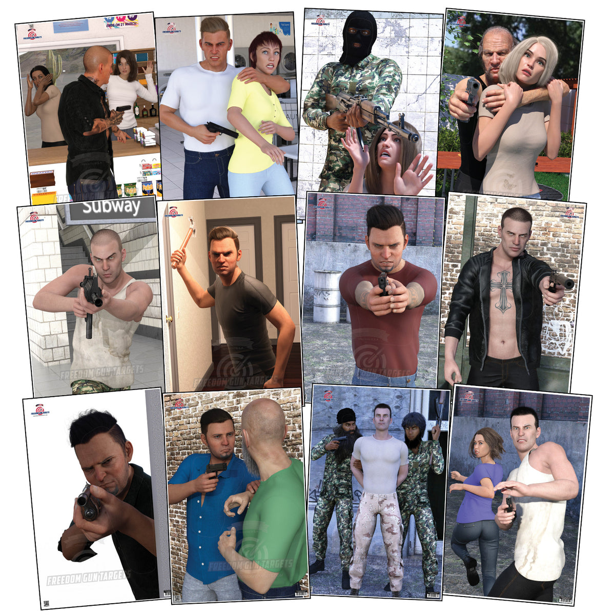 24 Paper Shooting Targets for Gun Range Practice - Tactical Hostage & Threat
