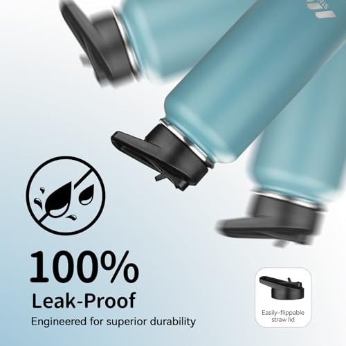32oz Insulated Stainless Steel Water Bottle with Straw Lid - Double Walled, Leakproof, Cold & Hot Drink Travel Mug