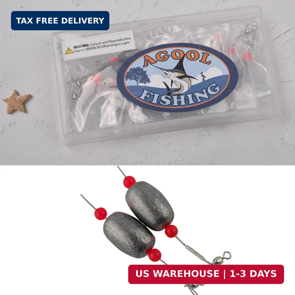 Saltwater Catfish & Flounder Rig with Wire Leaders and Egg Sinkers - Surf Bottom Fishing Tackle